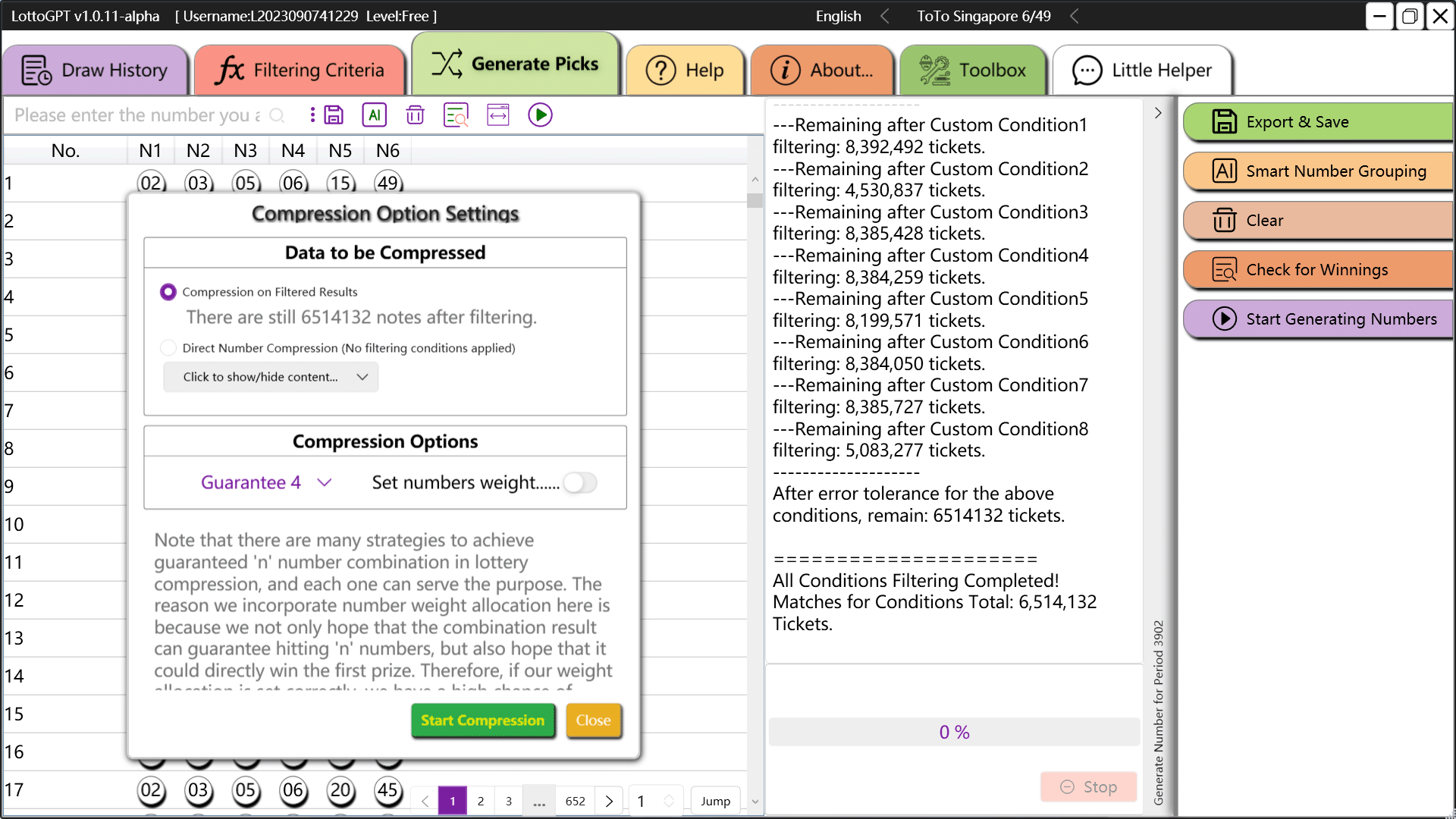 screenshot of lottoGPT interface 11