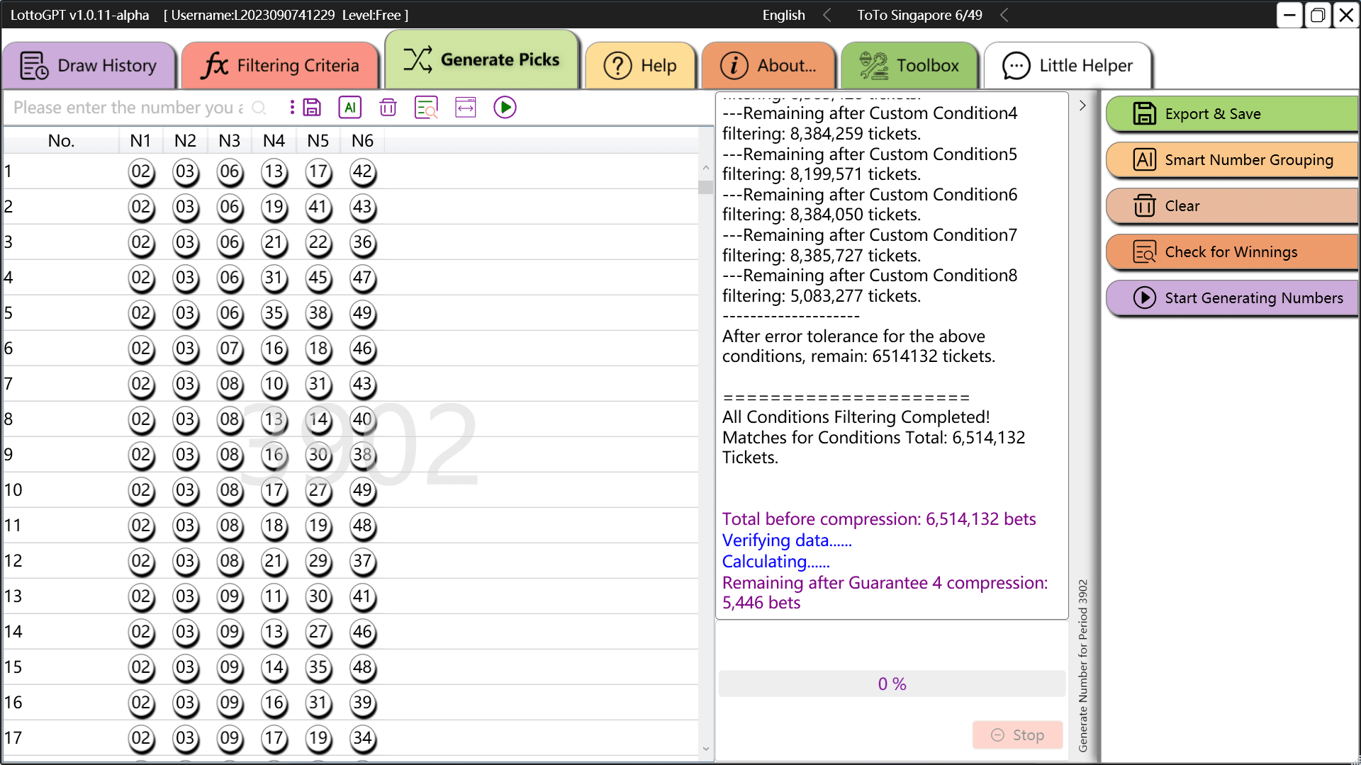 screenshot of lottoGPT interface 12